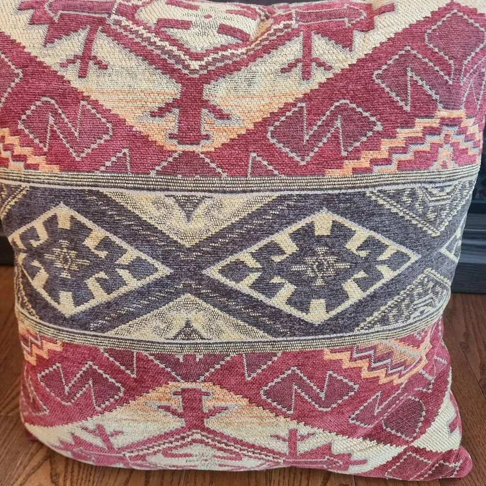 Kilim Turkish Rug Throw Pi2llows Square 17' Red Decorative Cushion Boho